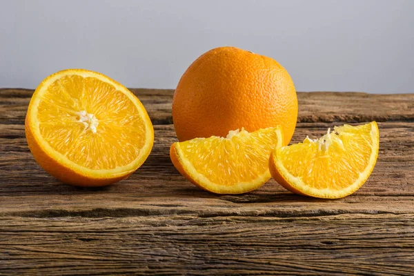 Still Life Half Crescent Full Fresh Orange Fruit Vintage Grunge — Stock Photo, Image