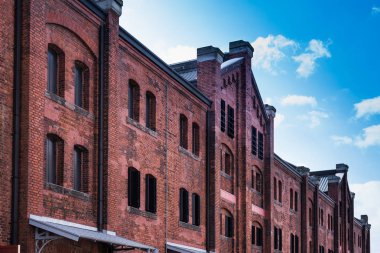 Yokohama city, Japonya sabah kırmızı tuğla depoda.