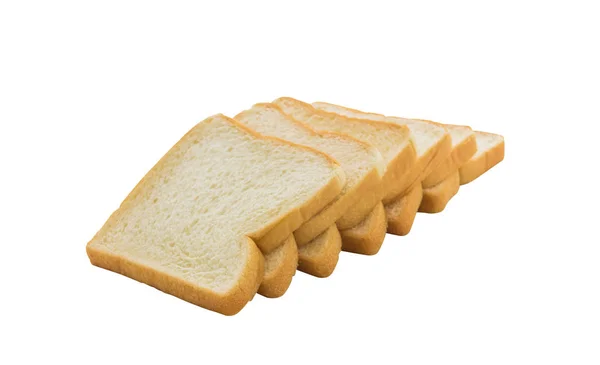 Gesneden Brood Geïsoleerd Een Witte Achtergrond Met Uitknippad — Stockfoto
