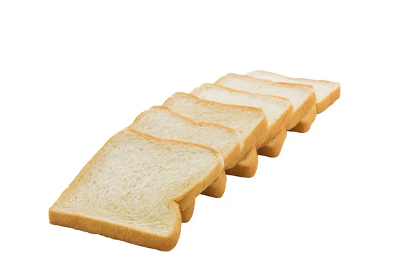 在白色背景上查出的切片面包与剪裁路径 — 图库照片