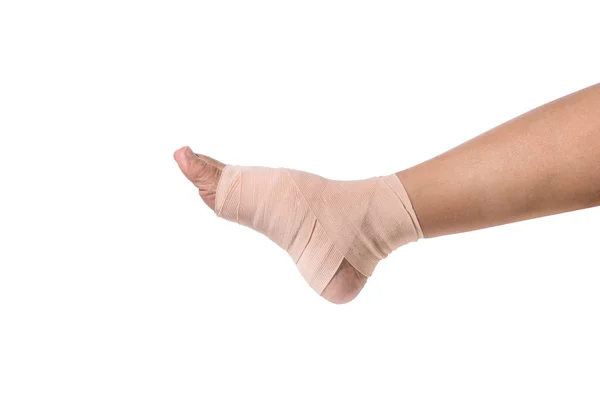 Medicine Bandage Human Foot Isolated Clipping Path — Stock Photo, Image