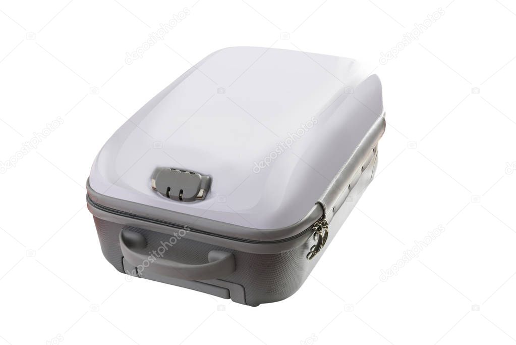 White Travel luggage isolated on the white background. with clipping path