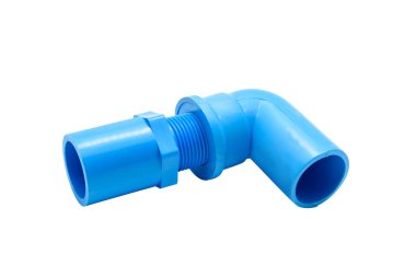 PVC boru bağlantıları ve boru klibi kırpma yolu ile beyaz arka plan üzerinde izole