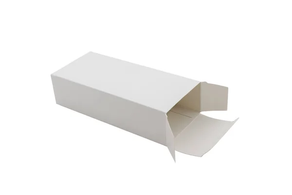 Offene Weiße Papierbox Isoliert Auf Weißem Hintergrund — Stockfoto