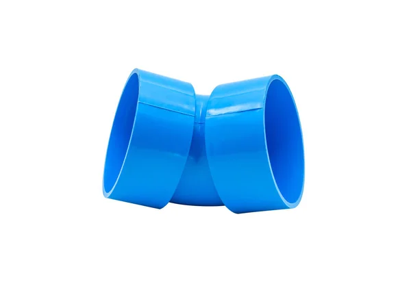 Blaue Pvc Rohrverbindung Mit Ventil Isoliert Auf Weißem Hintergrund Mit — Stockfoto