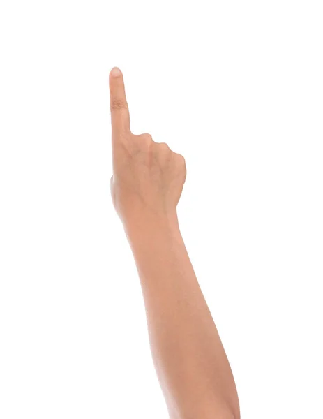 Pointing Finger Female Hand Isolated White Background Clipping Path — Stock Photo, Image