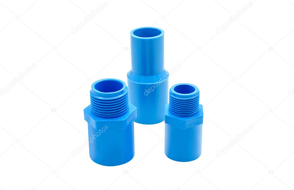 PVC pipe connections and Pipe clip isolated on white background with clipping path