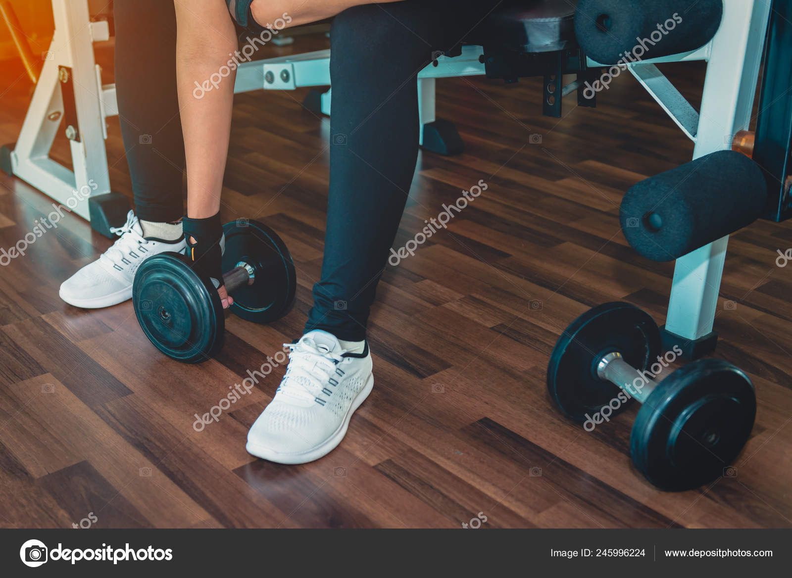 Body Mind Workout Loft Fitness Studio Closeup Woman Lifting Dumbbell Stock Photo C Nipastock Gmail Com