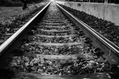 Closeup paslı demiryolu tren parça