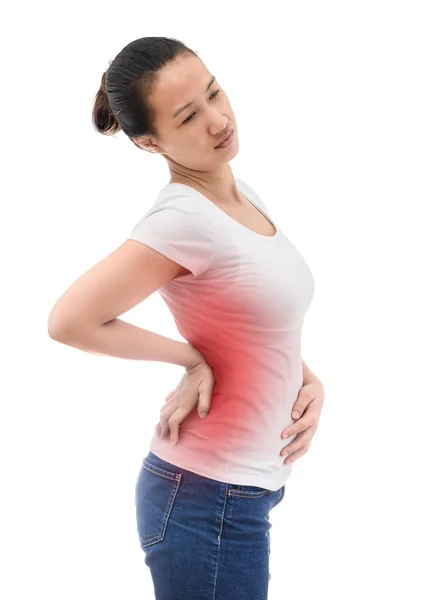 Spine Osteoporosis Scoliosis Spinal Cord Problems Woman Back Isolated White — Stock Photo, Image