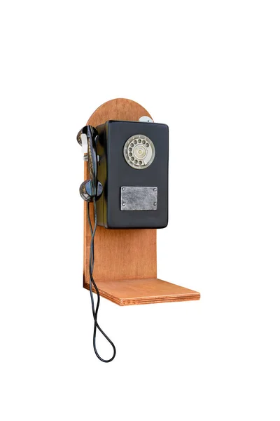 Ретро роторний старий телефон на білому тлі — стокове фото