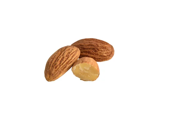 Peeled almonds isolated on white background — Stock Photo, Image