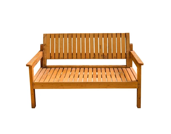 Дерев'яний стілець або дерев'яна лавка ізольовані на білому тлі — стокове фото