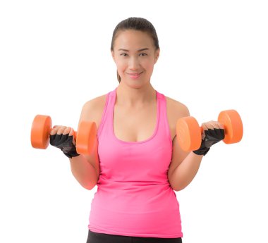 Kadın ile Halter ağırlık egzersiz