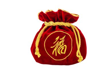 Çin yeni yıl kırmızı kumaş veya ipek çanta, şans ısolat Ang POW