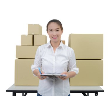 Genç iş kadın, girişimci bir pano tutan, kontrol TH