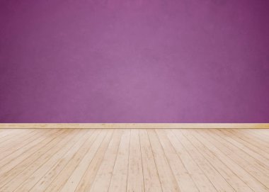 Ahşap zeminli Açık Mor çimento duvar 