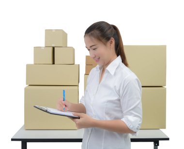 Genç iş kadın, girişimci bir pano tutan, kontrol TH