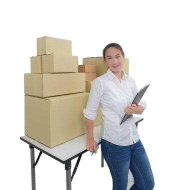 Genç iş kadın, girişimci bir pano tutan, kontrol TH