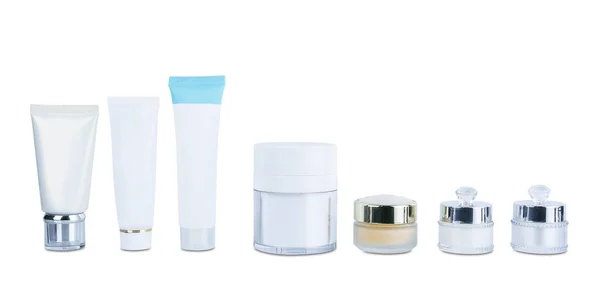 Collection of various beauty cosmetic hygiene containers plastic — Stock Photo, Image