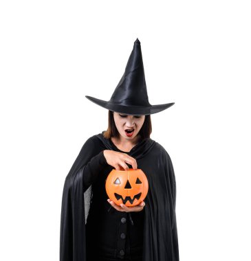 Siyah Korkunç cadı cadılar bayramı kostüm standin kadın portresi