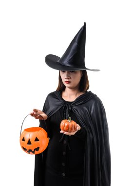 Siyah Korkunç cadı cadılar bayramı kostüm standin kadın portresi