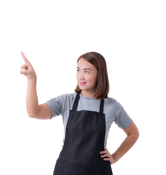 Pincérnő, szállítási nő vagy Servicewoman a Gray ing és kötény — Stock Fotó