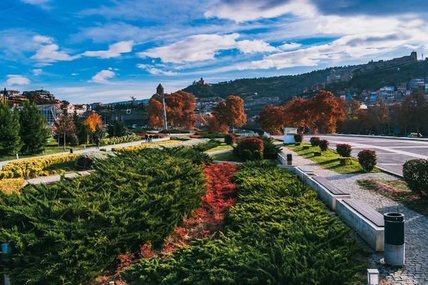 Yeşil park Tiflis güneşli bir sonbahar