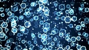 Renkli düşen altıgen parçacık arka plan animasyon - döngü mavi