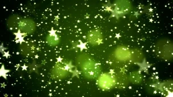 Estrellas Brillantes Animadas Coloridas Fondo Partículas Loop Green — Vídeo de stock