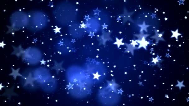 Estrelas Brilhantes Animadas Coloridas Fundo Partículas Loop Blue — Vídeo de Stock