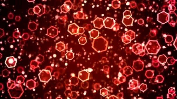 Färgglada Fallande Hexagon Partikel Bakgrunden Animation Slinga Röd — Stockvideo