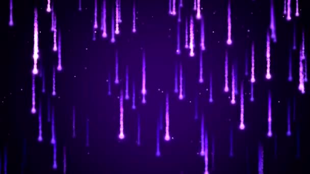 Animación Colorida Senderos Luz Partículas Lazo Sin Costura Púrpura — Vídeos de Stock