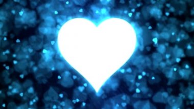 Nabız gibi atan kalp şekli ve arka plan animasyon - döngü mavi