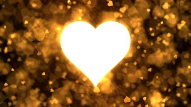 脈打つ心臓の形 背景のアニメーション ループ ゴールデン — ストック動画