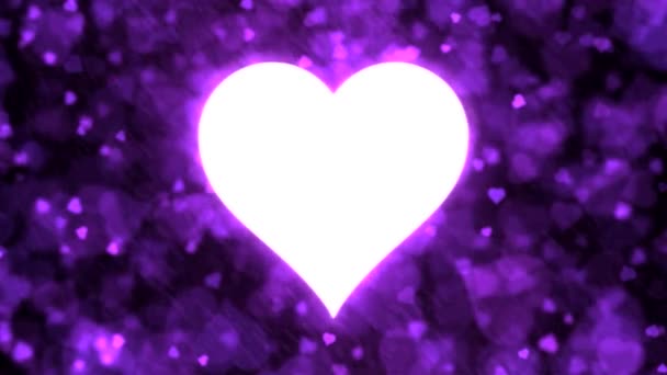 脈打つ心臓の形 背景のアニメーション ループ紫 — ストック動画