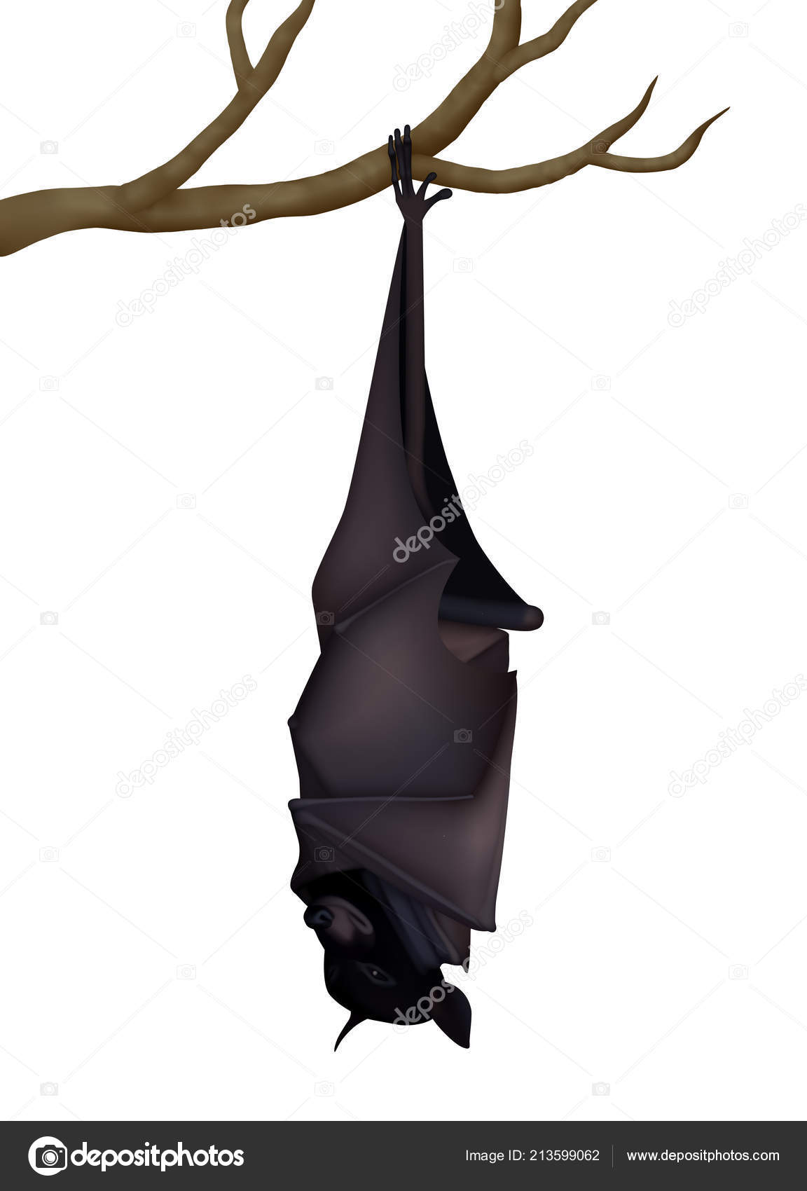 Fruit Bat Black And White Clipart