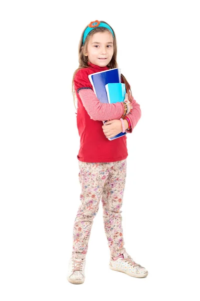 Young Girl Student Posing Isolated White — Stock Photo, Image