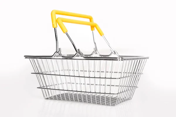 Yellow Shopping Basket Isolated White Background — Stock Photo, Image