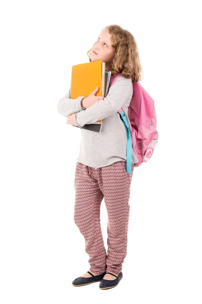 Jeune Fille Étudiante Posant Isolée Blanc — Photo