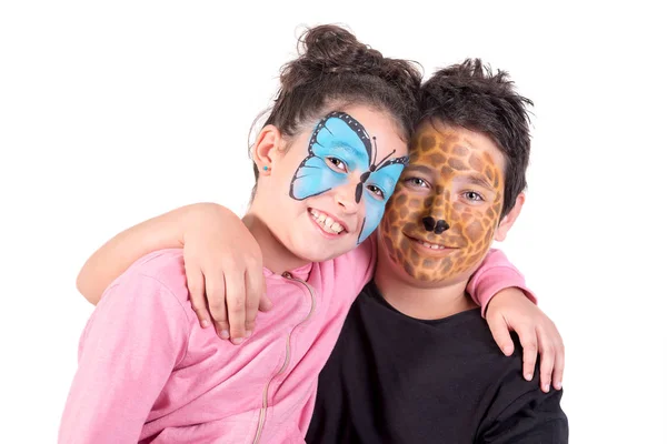 Enfants avec peinture sur le visage — Photo