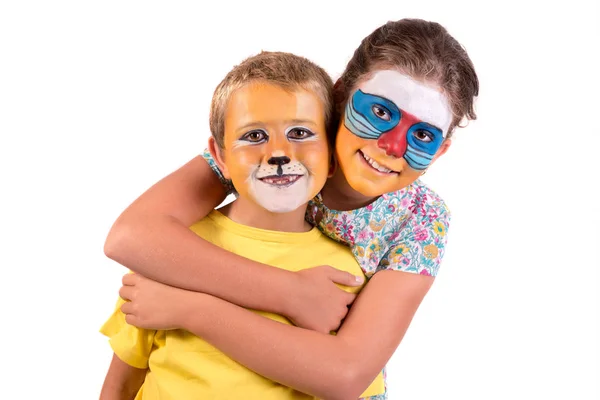 Bambini con la pittura facciale — Foto Stock
