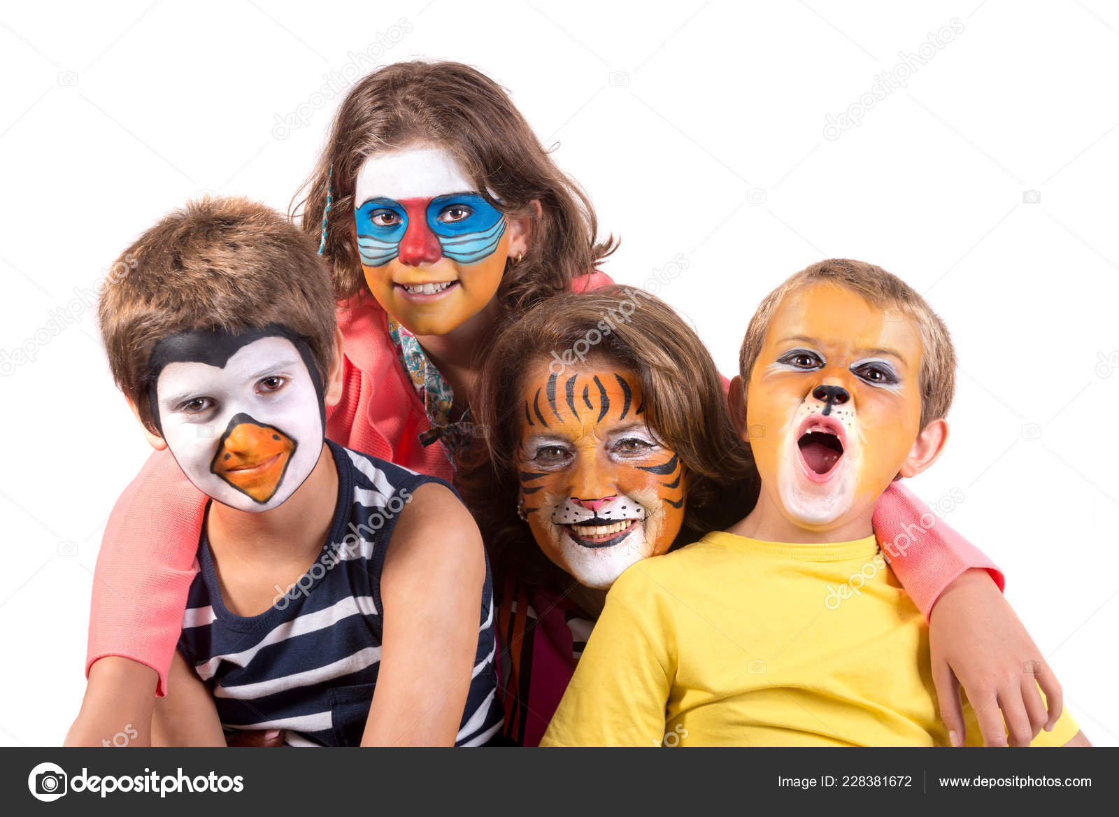 Kid and granny with face-paint Stock Photo by ©luislouro 228381672