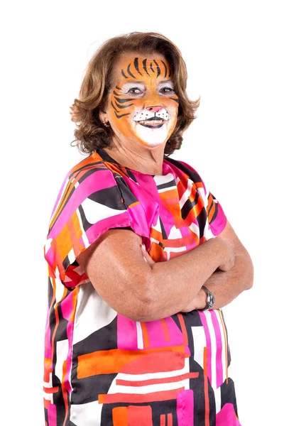 Abuelita con pintura facial — Foto de Stock