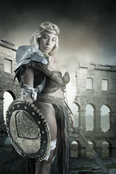 Woman gladiator/Ancient warrior — Stock Photo, Image