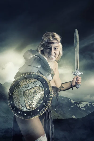 Woman gladiator/Ancient warrior — Stock Photo, Image