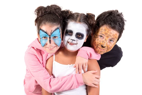 Дети с краской для лица — стоковое фото