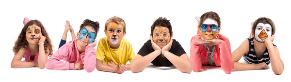 Enfants avec peinture de visage animale — Photo