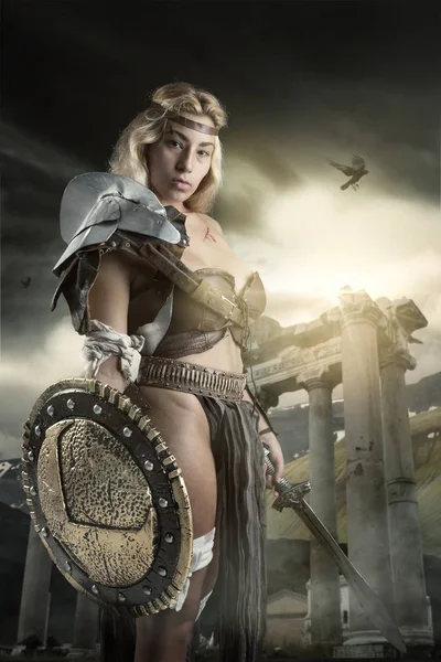 Woman gladiator / Ancient warrior — стоковое фото