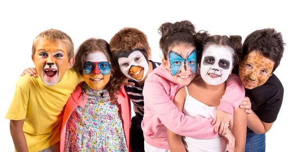 Hayvan yüz boyama çocuklarla — Stok fotoğraf